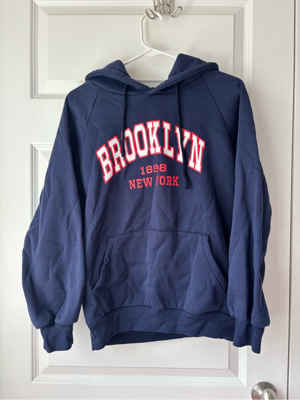 Women’s Navy Crewneck Sweatshirt with 'BROOKLYN' Chest Print